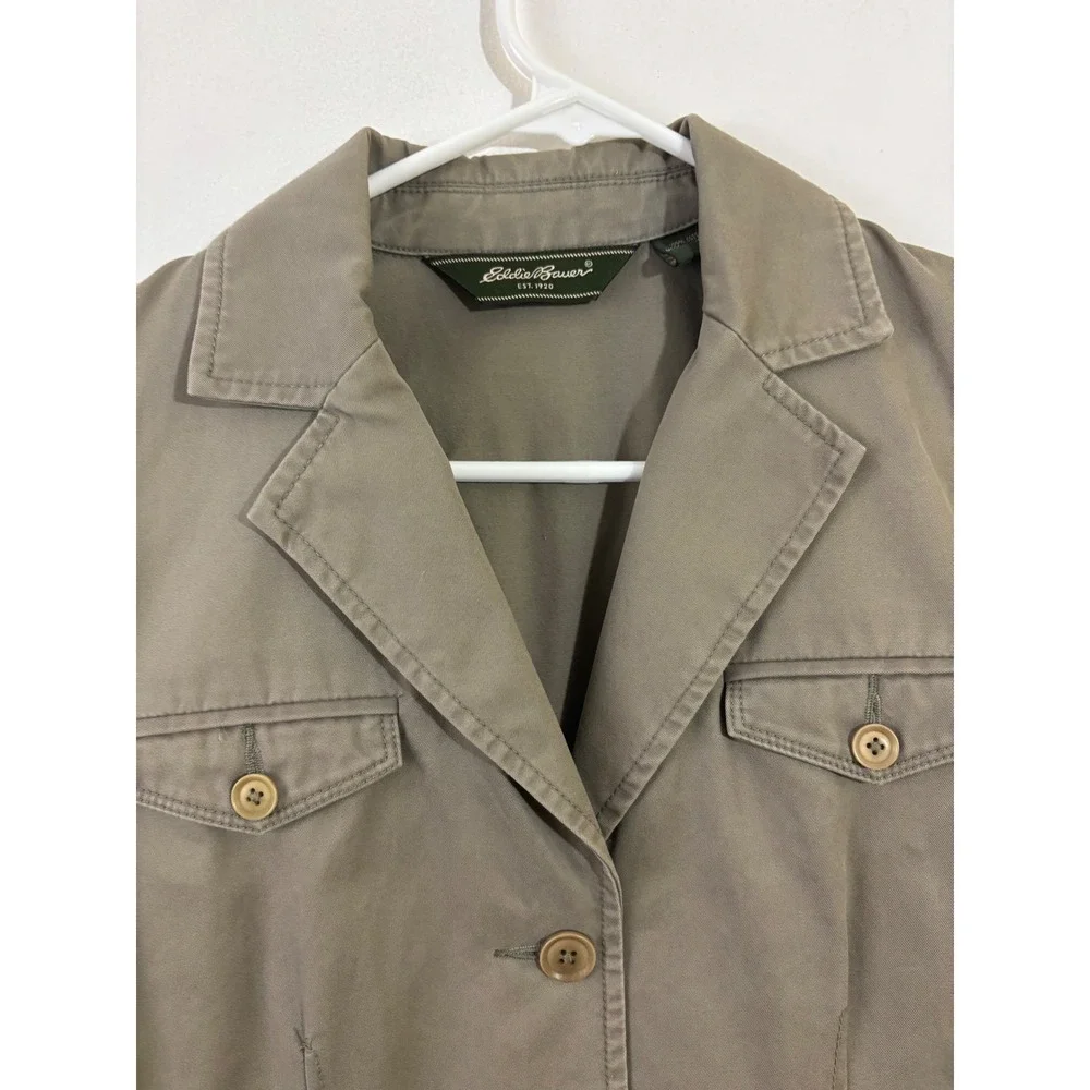 Eddie Bauer Safari Jacket Women's 4 Khaki Cotton Utility Blazer‎